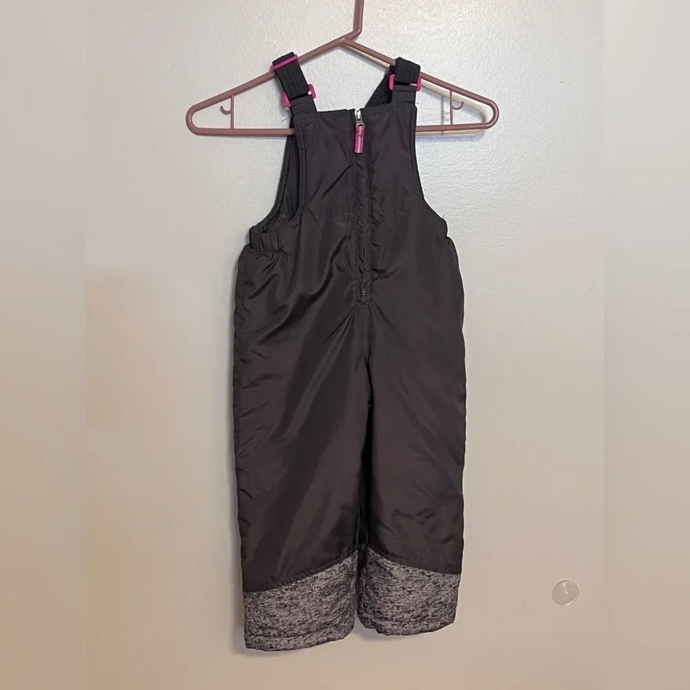 Arctic Quest AQ Girls Set Fleece Jacket and Bibs Snowpants Pink Gray Kids 3T